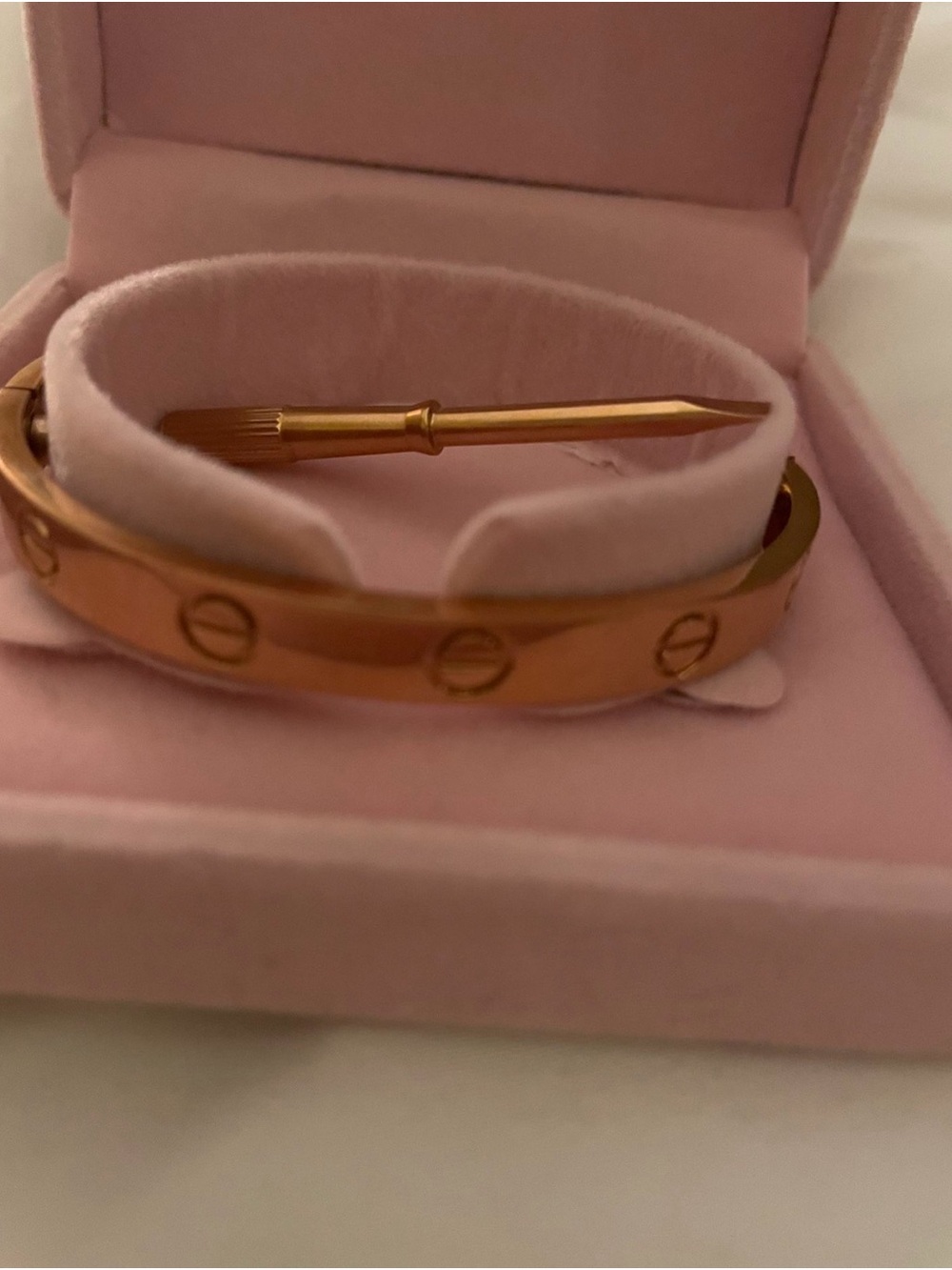 Gold Screw Motif Bangle Bracelet with Mini Screwdriver